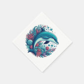 Niedlicher Delphin, Küstendelphin/Seeschifffahrt Serviette (Ecke)
