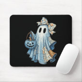 Niedlicher Denim Ghost mit Blumenkeule Halloween-Ä Mousepad (Mit Mouse)