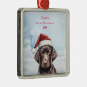 Niedlicher deutscher Kurzhahn Weihnachtsmannmütze  Ornament Aus Metall (Rechts)