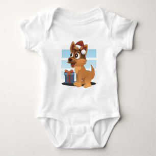 Niedlicher deutscher Schäferhund-Cartoon Baby Strampler