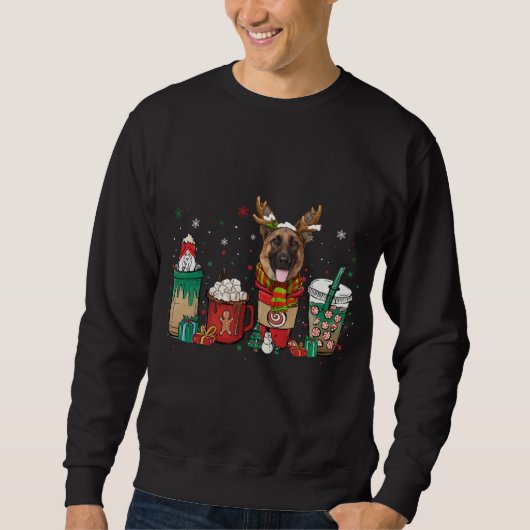 Niedlicher deutscher Schäferhund Dog Weihnachtskaf Sweatshirt (Vorderseite)