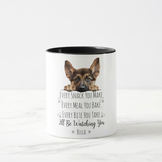 Niedlicher deutscher Schäferhund Hund Funny Custom Tasse (Zentrum)
