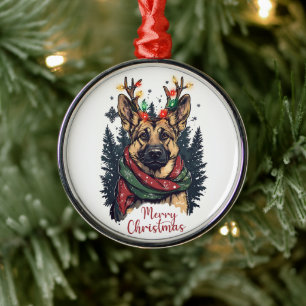 Niedlicher deutscher Schäferhund Ornament Aus Metall