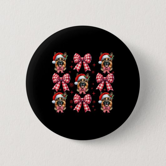 Niedlicher deutscher Schäferhund Red Kariert Coque Button (Vorderseite)