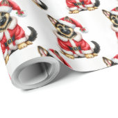 Niedlicher deutscher Schäferhund Weihnachten Geschenkpapier (Rolleneckpunkt)