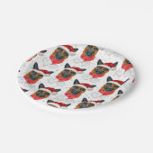 Niedlicher deutscher Schäferhund Weihnachtsmuster Pappteller (Schrägansicht)