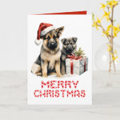 Niedlicher deutscher Schäferhund Welpenhund Frohe  Karte (Gelbe Blume)