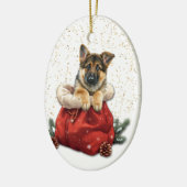 Niedlicher deutscher Schäferhund Welpenweihnachtsb Keramik Ornament (Links)
