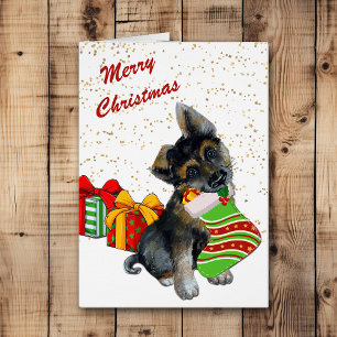 Niedlicher Deutscher Schäferwelpen und Strumpf