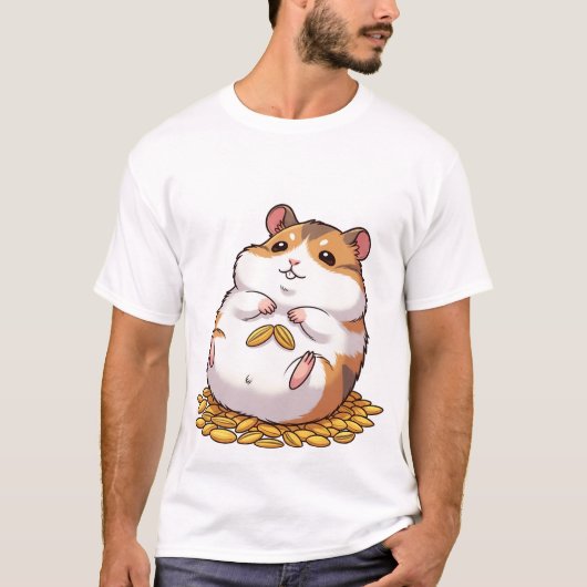 Niedlicher dicker Hamster sitzt auf einem Haufen S T-Shirt (Vorderseite)