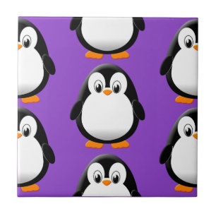 Niedlicher dicker Pinguin All-Over-Print Lila Fliese