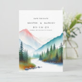 Niedlicher digitaler Berg Save The Date (Stehend Vorderseite)