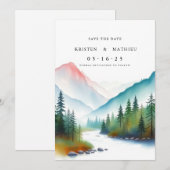 Niedlicher digitaler Berg Save The Date (Vorne/Hinten)