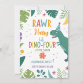 niedlicher Dino-4-Dinosaurier-Junge 4. Geburtstag Einladung (Vorderseite)