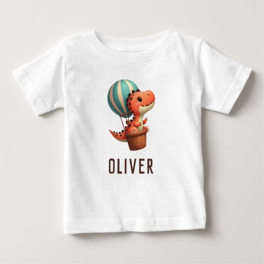Niedlicher Dino Flug in einem Heißluftballon Baby T-shirt (Vorderseite)
