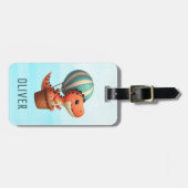 Niedlicher Dino Flug in einem Heißluftballon Gepäckanhänger (Vorderseite horizontal)