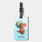 Niedlicher Dino Flug in einem Heißluftballon Gepäckanhänger (Vorderseite vertikal)