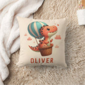 Niedlicher Dino Flug in einem Heißluftballon Kissen (Decke)