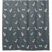 Niedlicher Dino Patern Bluish Gray Duschvorhang (Vorderseite)