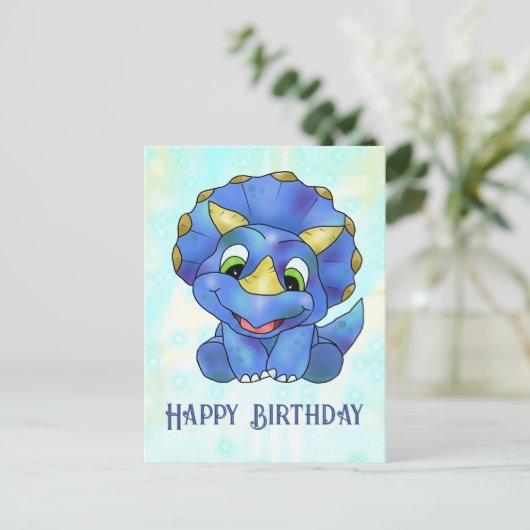 niedlicher Dino Postkarte (Stehend Vorderseite)