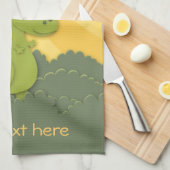 Niedlicher Dino Trex im Sonnenschein-Cartoon Küchentuch (Viertel Falte)