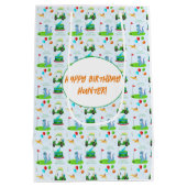 Niedlicher Dinosaur Golf Themenkids glücklich Gebu Mittlere Geschenktüte (Rückseite)