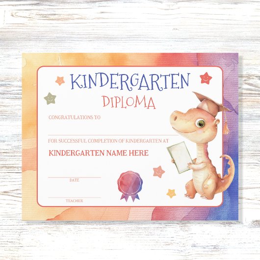 Niedlicher Dinosaur Kindergarten Diplom