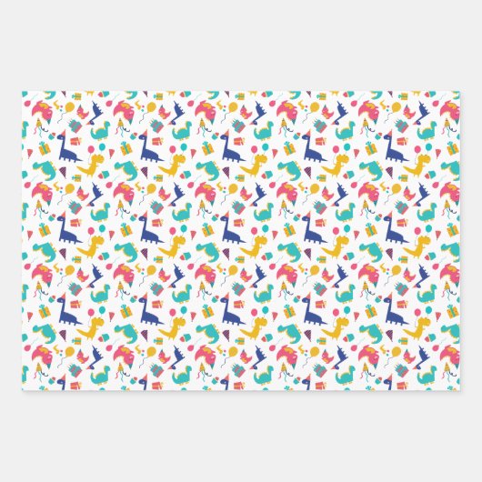 Niedlicher Dinosaur-Muster-Kindergeburtstag Geschenkpapier Set (Vorderseite 2)