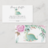 Niedlicher Dinosaur Peony Diaper Raffle Baby Dusch Visitenkarte (Vorne/Hinten)