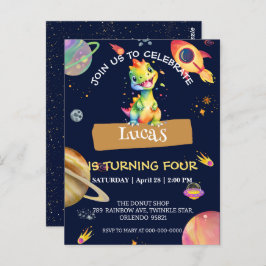 Niedlicher Dinosaur Regenbogen Galaxy Weltraum Geb Postkarte