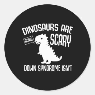 Niedlicher Dinosaur-Welt-Down-Syndrom-Tag Frauen K Runder Aufkleber