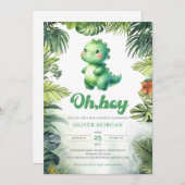 Niedlicher Dinosaurier Ach tropische Babydusche Einladung (Vorne/Hinten)