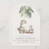 Niedlicher Dinosaurier aller Altersklassen Geburts Einladung (Vorne/Hinten)