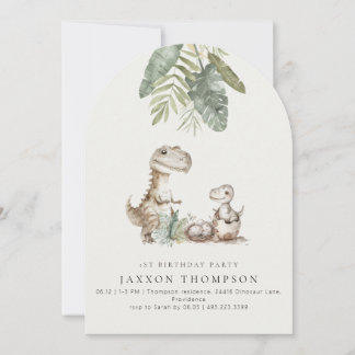 Niedlicher Dinosaurier aller Altersklassen Geburts Einladung