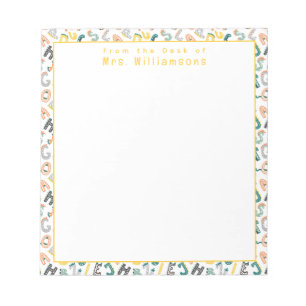 Niedlicher Dinosaurier Alphabet - Vom Schreibtisch Notizblock