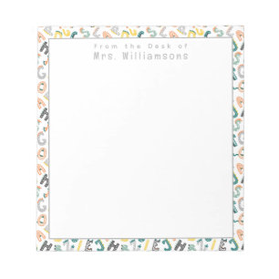 Niedlicher Dinosaurier Alphabet - Vom Schreibtisch Notizblock