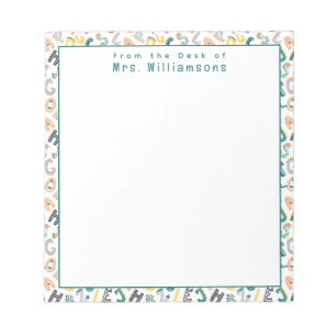 Niedlicher Dinosaurier Alphabet - Vom Schreibtisch Notizblock