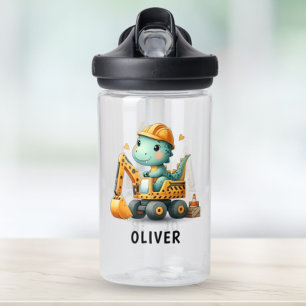 Niedlicher Dinosaurier auf dem Bagger Trinkflasche