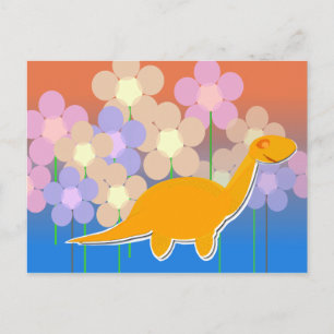 Niedlicher Dinosaurier auf dem Blume Postkarte
