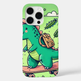 Niedlicher Dinosaurier auf einem Skateboard iPhone 16 Pro Hülle