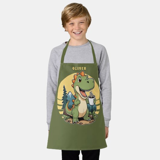 Niedlicher Dinosaurier Außenbereich Koch Individue Schürze (Getragen)