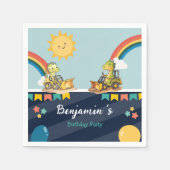 Niedlicher Dinosaurier Bagger Traktor Regenbogen G Serviette (Vorderseite)