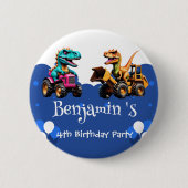 Niedlicher Dinosaurier Bagger Traktorballon Geburt Button (Vorderseite)