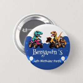 Niedlicher Dinosaurier Bagger Traktorballon Geburt Button