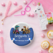 Niedlicher Dinosaurier Bagger Traktorballon Geburt Pappteller (Party)