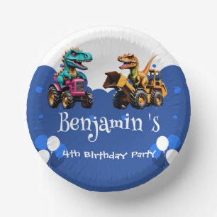 Niedlicher Dinosaurier Bagger Traktorballon Geburt Pappteller