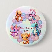 Niedlicher Dinosaurier Ballon School Kindergeburts Button (Vorderseite)
