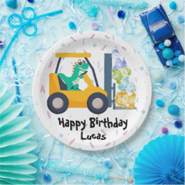 Niedlicher Dinosaurier Bau Truckboy B2S Geburtstag Pappteller