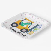 Niedlicher Dinosaurier Bau Truckboy B2S Geburtstag Pappteller (Gewinkelt)