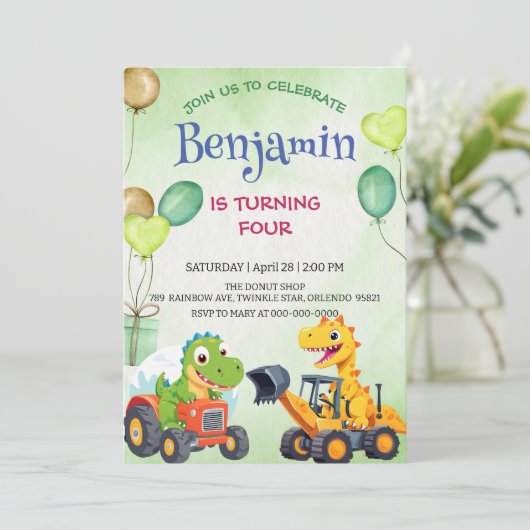 Niedlicher Dinosaurier-Baukastenballon (Stehend Vorderseite)